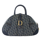Dior Trotter Double Saddle Hand Bag Canvas Leather Navy