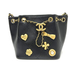 Chanel Shoulder Bag Draw St Ring Icon As5824 Leather Black