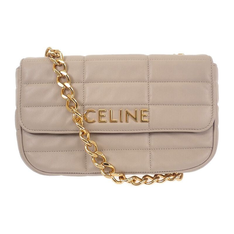 Celine Matelasse Monochrome epz.02 tr Shoulder Bag Goth Leather Ivory