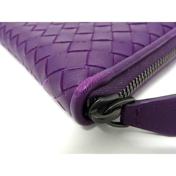 Bottega Veneta Wallet Intrecciato Purple Leather Zip Around — view 2