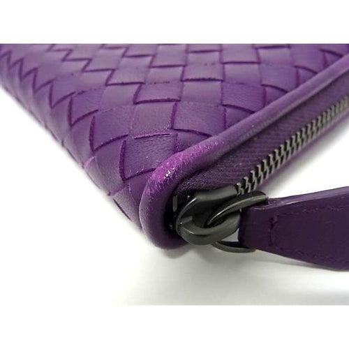Bottega Veneta Wallet Intrecciato Purple Leather Zip Around — view 2