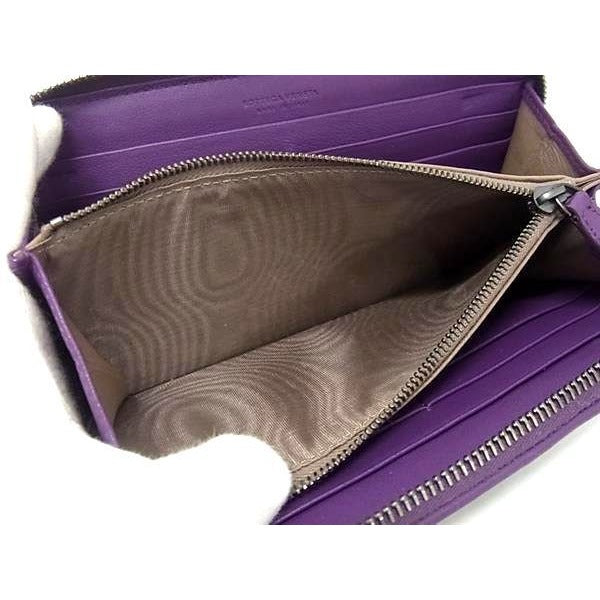 Bottega Veneta Wallet Intrecciato Purple Leather Zip Around — view 5