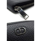 Dior CD Logo Zip Around Wallet Leather Black — view 3