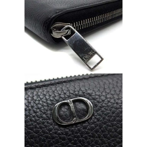 Dior CD Logo Zip Around Wallet Leather Black — view 3