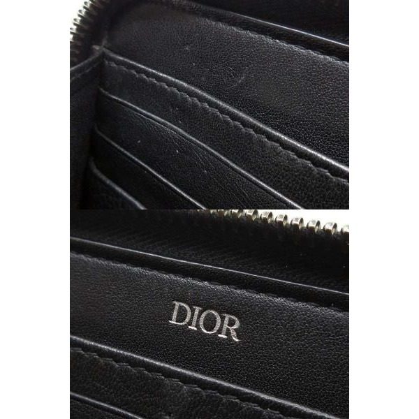 Dior CD Logo Zip Around Wallet Leather Black — view 5