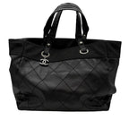 Chanel Tote Paris Biarritz MM Black Silver 3421