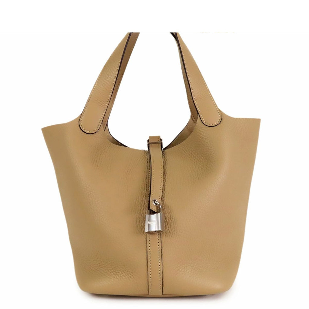 Hermes Picotin Lock MM Trench Silver Taurillon Handbag