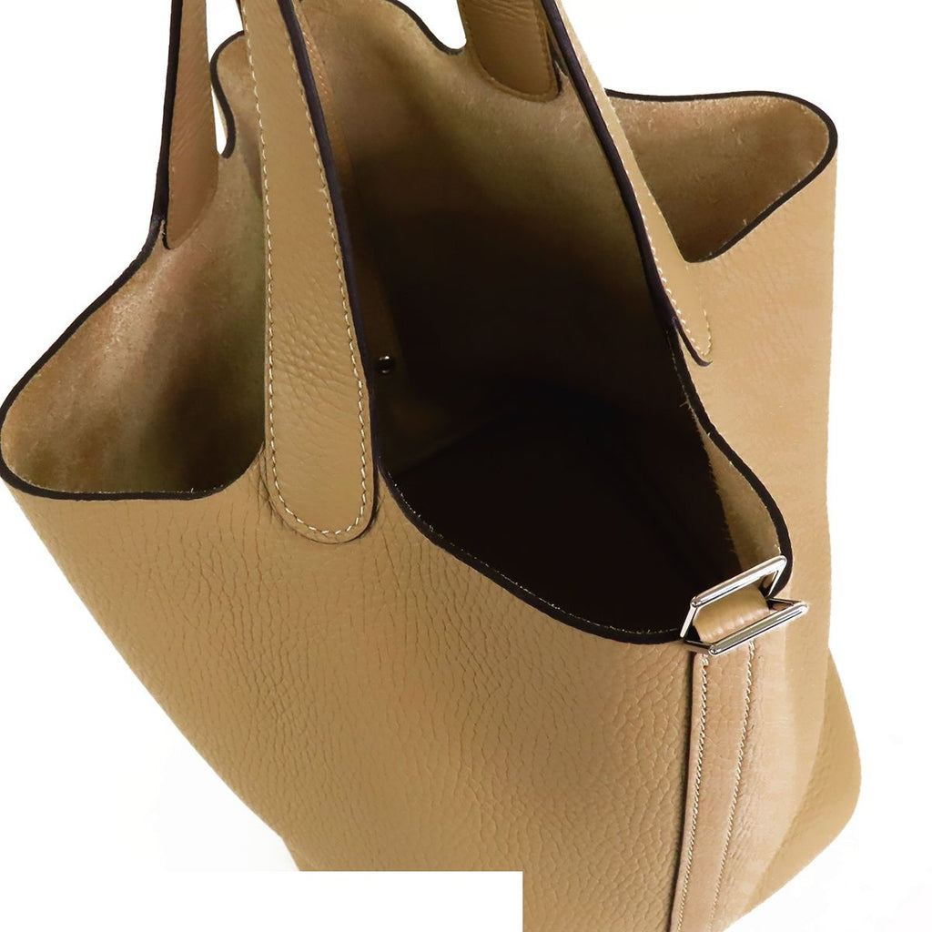Hermes Picotin Lock MM Trench Silver Taurillon Handbag — view 5