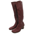 Celine Long Boots Leather Side Zip 37 Gold Bordeaux
