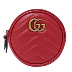 Gucci Wallet Coin Case Leather GG Marmont Red Zip Around