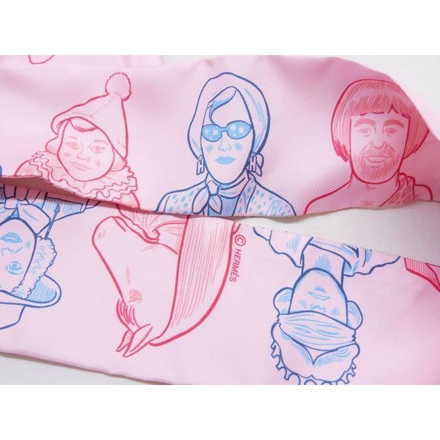 Hermes Twilly Scarf Dress CODE Rose Pale S 100% — view 3