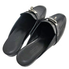 Hermes Oz Mule 38 Black Silver Leather Shoes — view 4