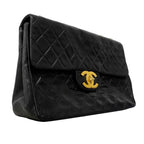 Chanel Shoulder Bag Deca Quilted Lambskin Black Gold — view 2