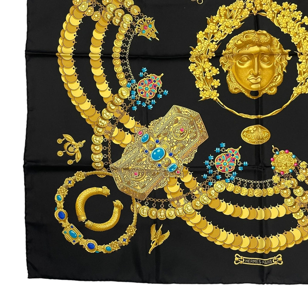 Hermes Scarf Carre 90 Silk Kosmia Space Black — view 4