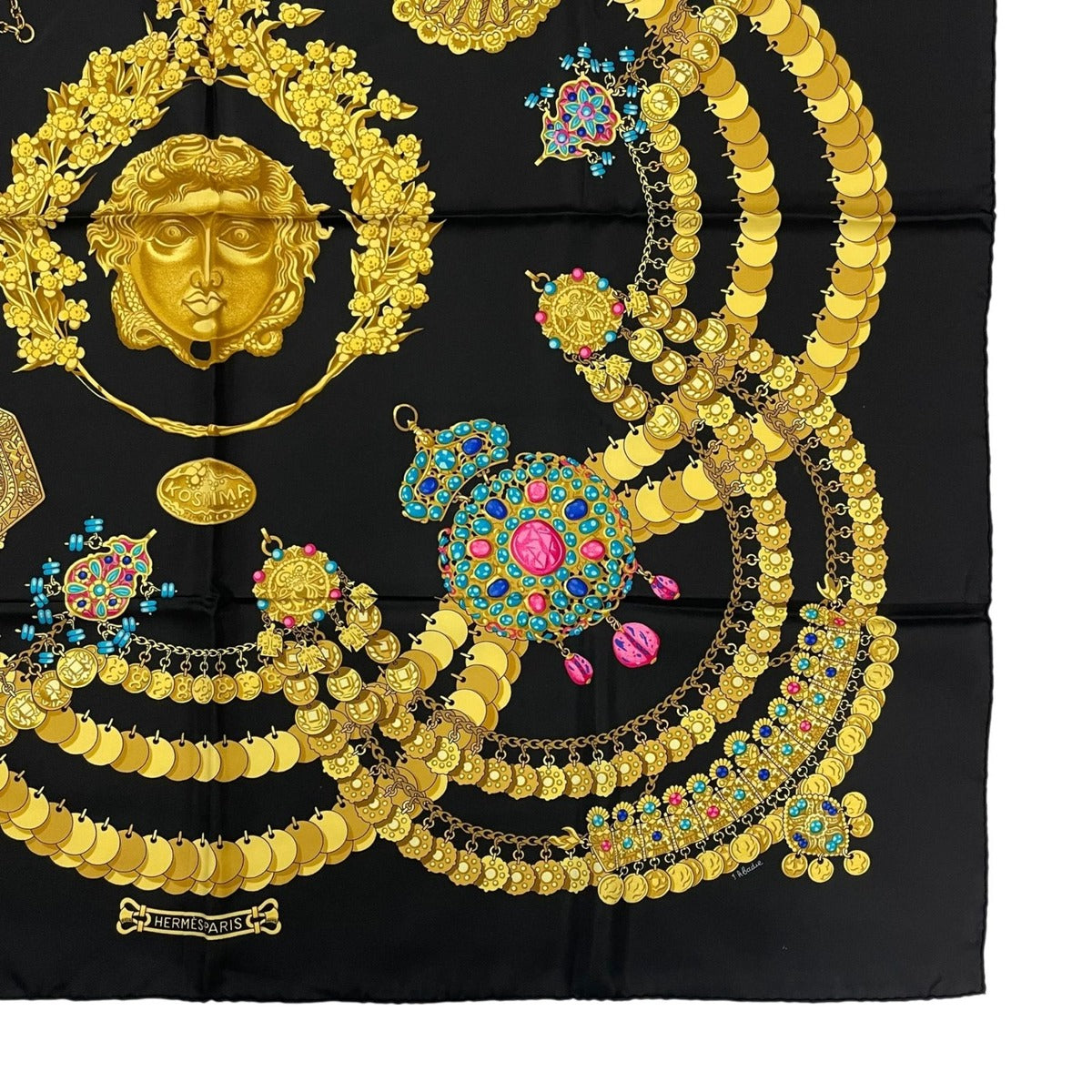 Hermes Scarf Carre 90 Silk Kosmia Space Black — view 5