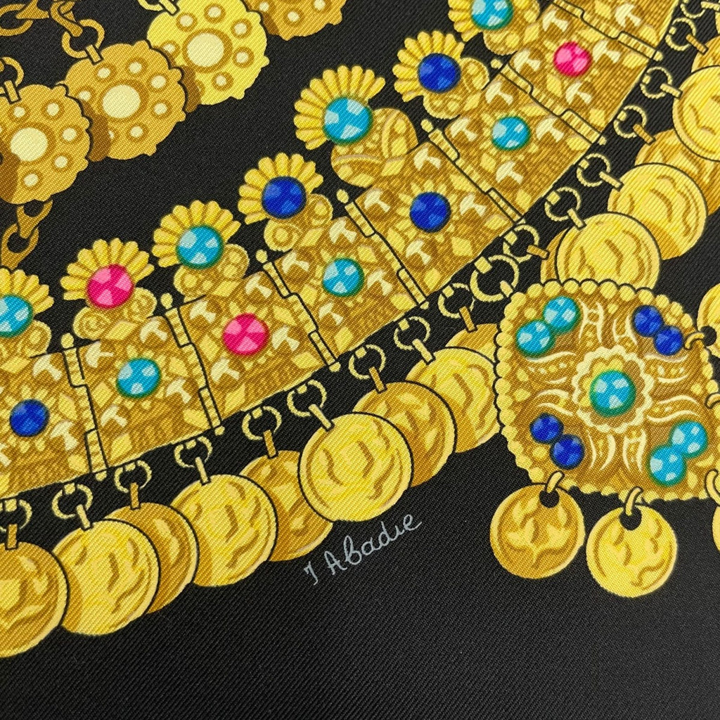 Hermes Scarf Carre 90 Silk Kosmia Space Black — view 7