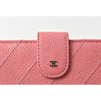 Chanel Wallet 2 Fold Leather Quilted Stitching Rose Silver — view 4