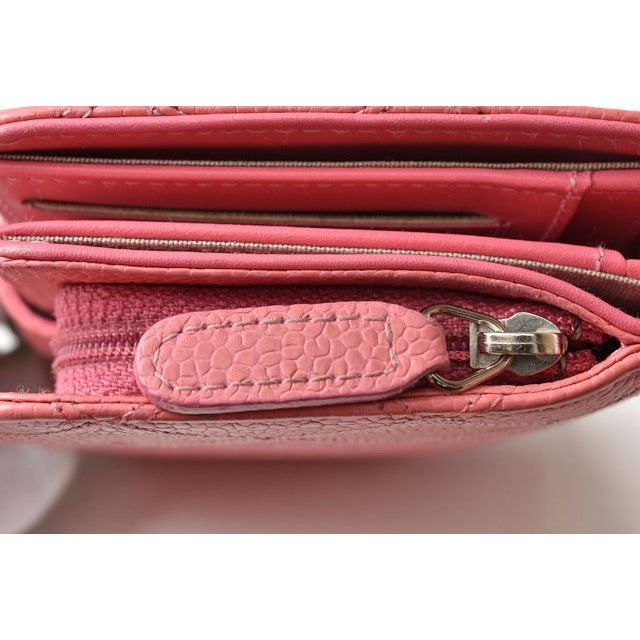 Chanel Wallet 2 Fold Leather Quilted Stitching Rose Silver — view 5