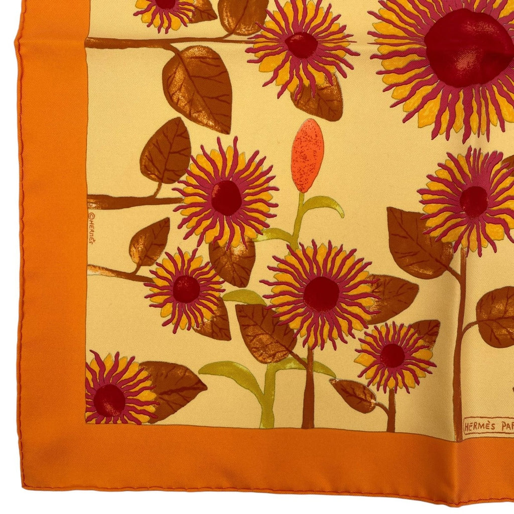 Hermes Scarf 100% Silk Tourne Sols Sunflower Orange — view 4
