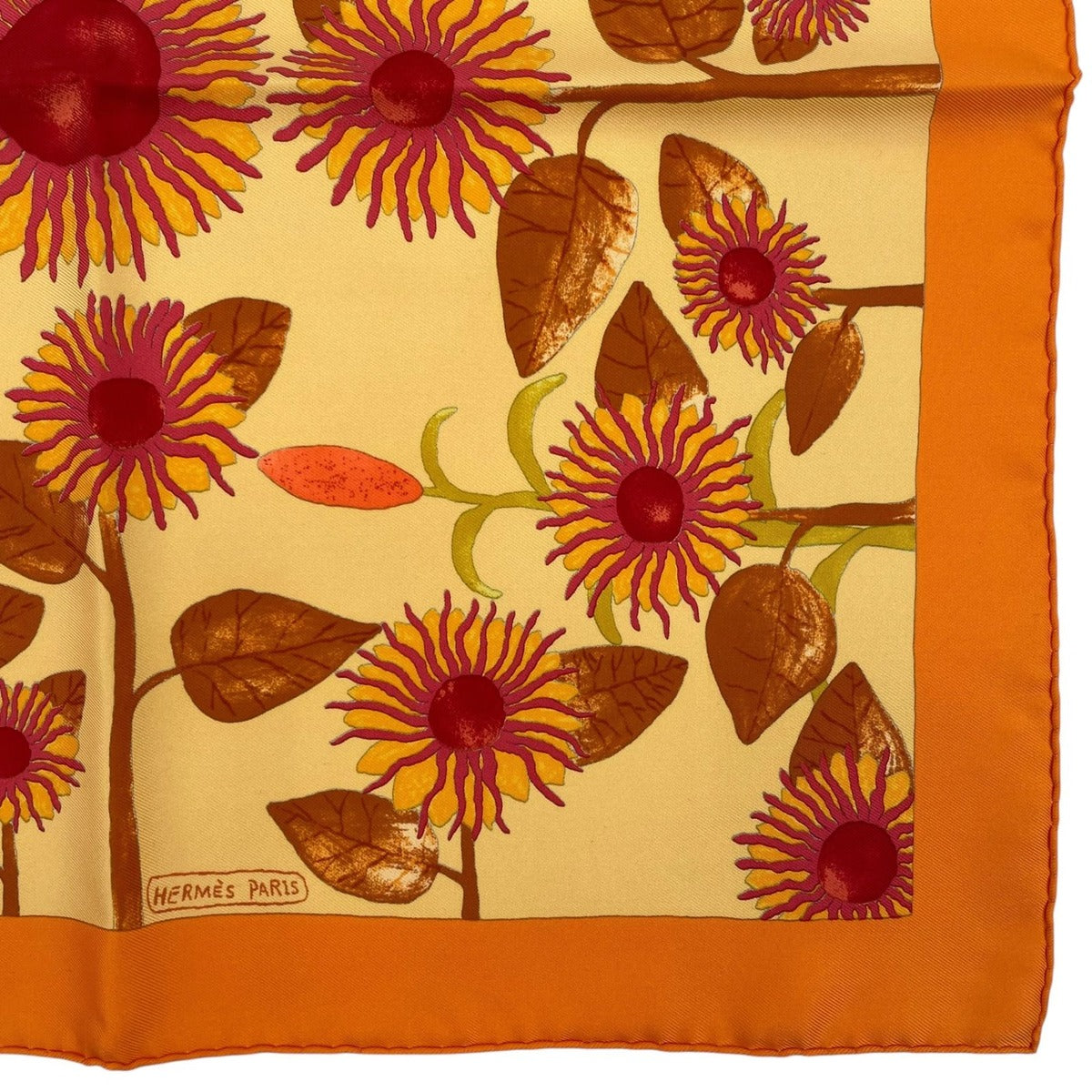 Hermes Scarf 100% Silk Tourne Sols Sunflower Orange — view 5