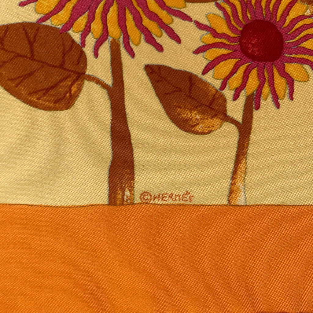 Hermes Scarf 100% Silk Tourne Sols Sunflower Orange — view 9
