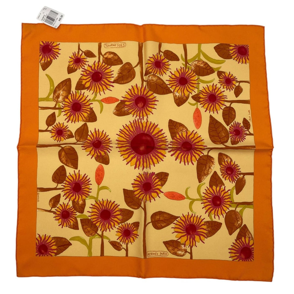 Hermes Scarf 100% Silk Tourne Sols Sunflower Orange