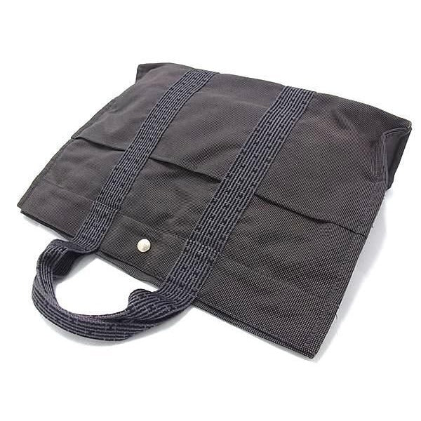 Hermes Tote Her Line MM Gray Silver Hardware Canvas — view 4