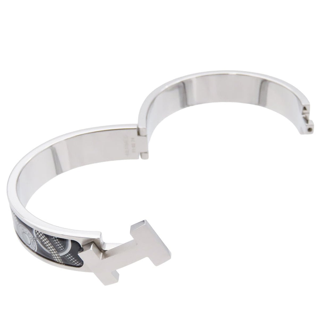 Hermes Clic HH Silver Black Metal Enamel Cheval Mirage Bracelet Bangle — view 3