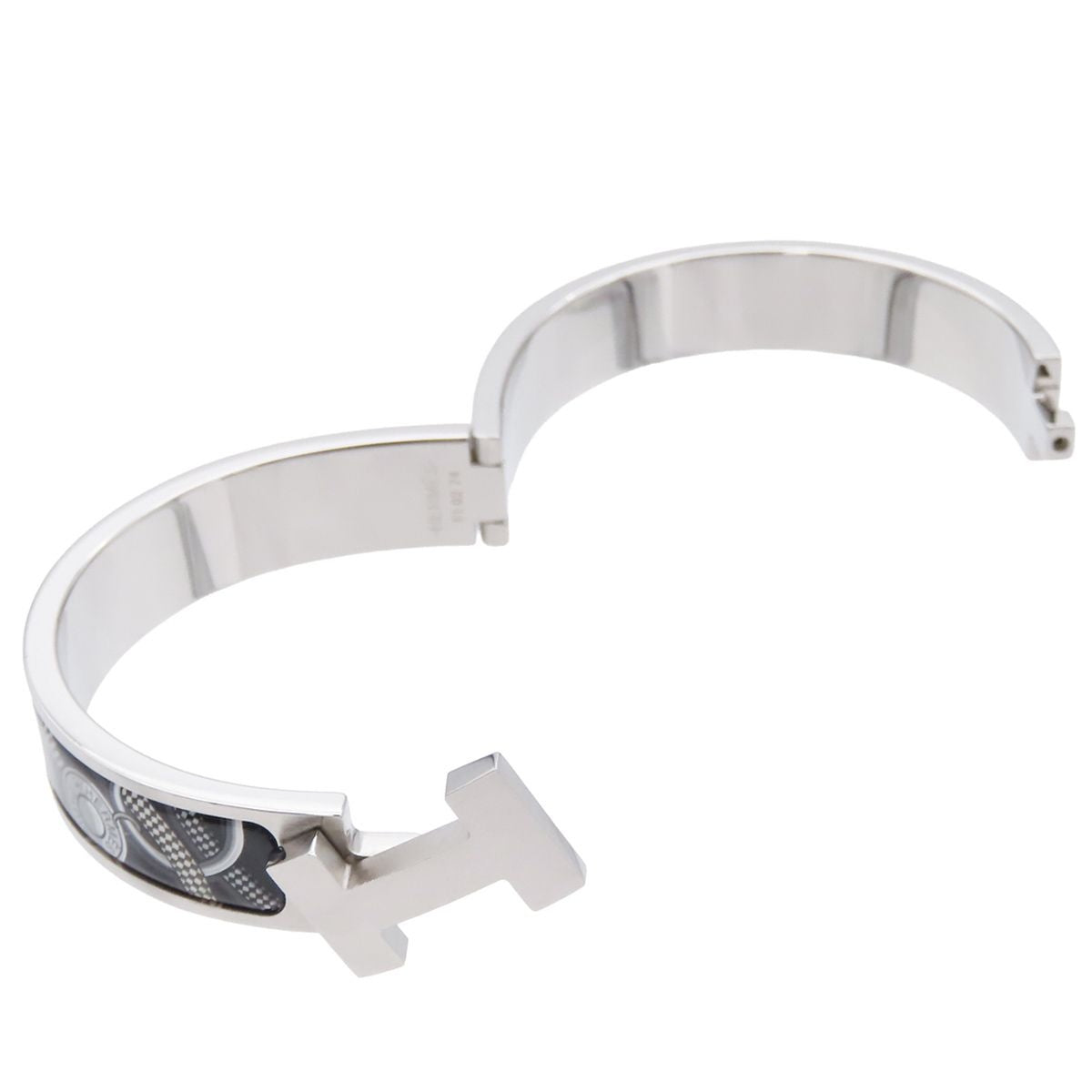 Hermes Clic HH Silver Black Metal Enamel Cheval Mirage Bracelet Bangle — view 3