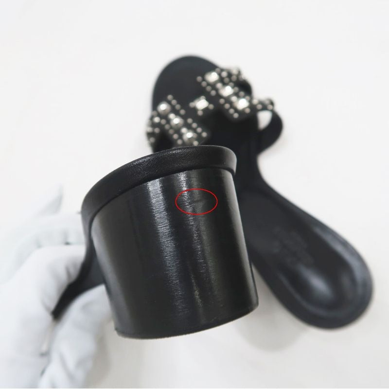 Hermes Oasis Studded Sandals Size 36 Black Apparel Shoes — view 8
