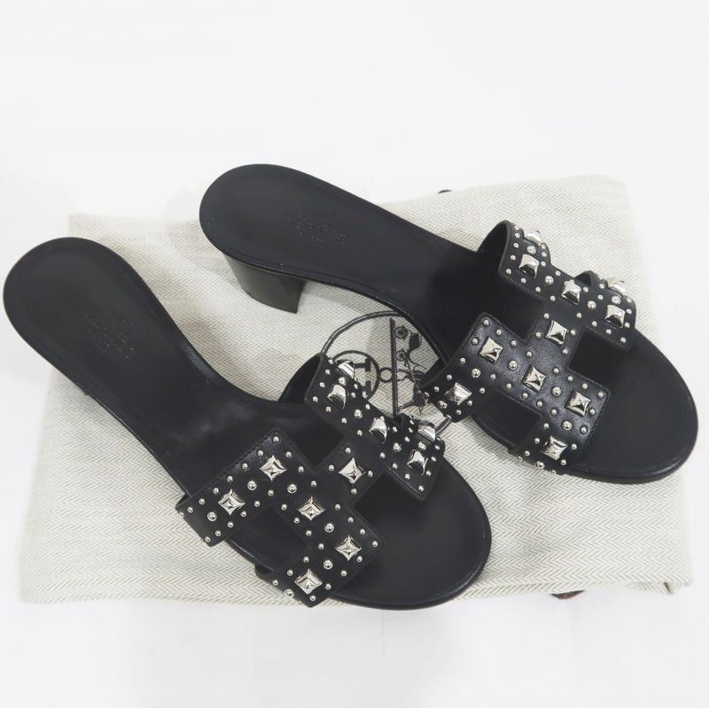 Hermes Oasis Studded Sandals Size 36 Black Apparel Shoes — view 9
