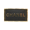 Chanel A23 S Logo Leather Metal Black Gold Brooch 0383