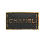 Chanel A23 S Logo Leather Metal Black Gold Brooch 0383 — view 2