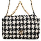 Chanel Chain Shoulder Bag Dizeneuf Maxi Tweed 2-Way White Black