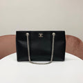 Chanel Caviar Leather CC Logo Chain Tote Black