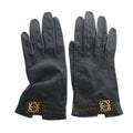 Loewe Gloves Leather Anagram Logo Gold 6.5 Black