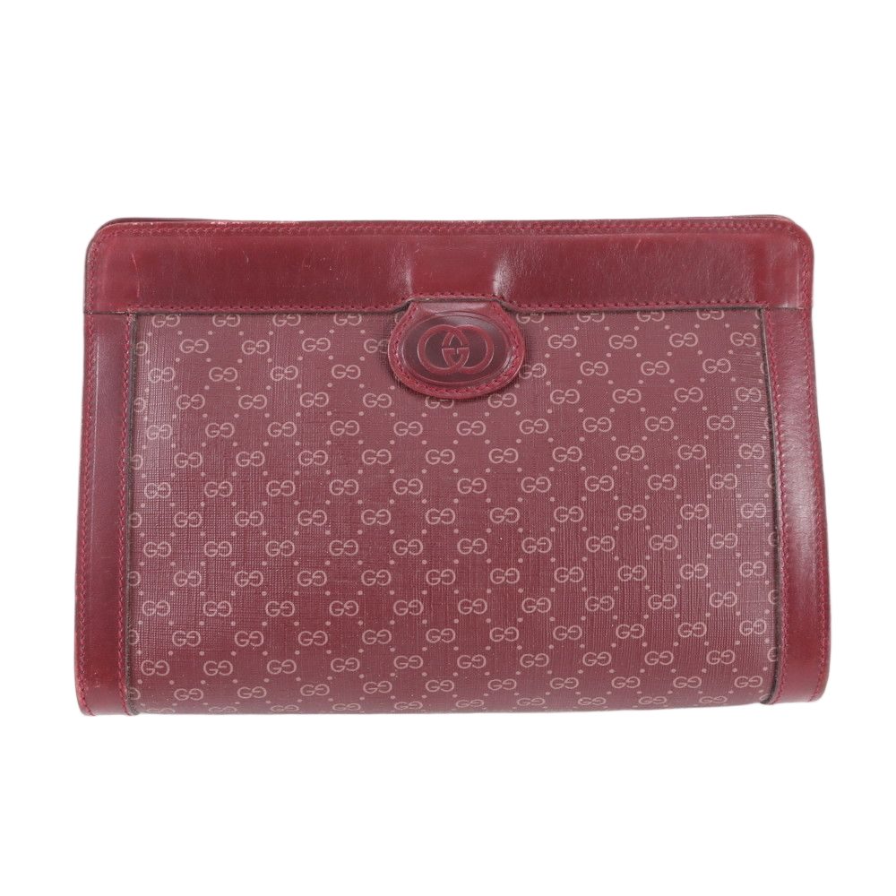 Gucci Vintage Micro GG Leather Clutch Pouch Business Bordeaux
