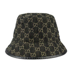 Gucci Bucket Hat GG Canvas Leather Black Beige