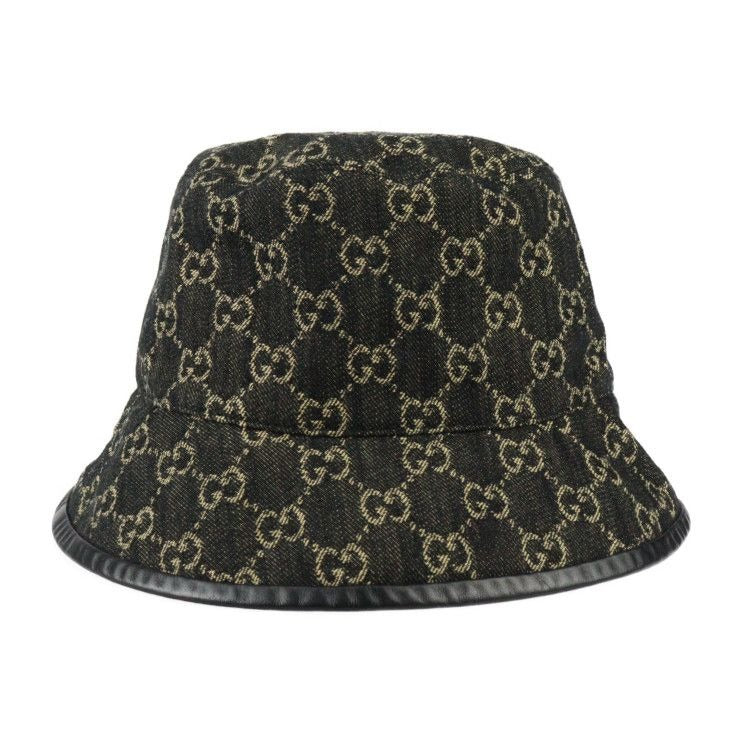 Gucci Bucket Hat GG Canvas Leather Black Beige