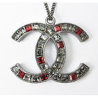 Chanel Rhinestone Gunmetal Red