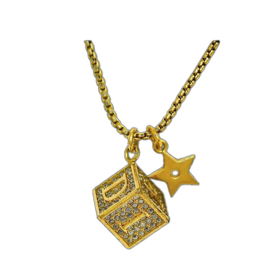 Dior Cube Necklace Gold Dice