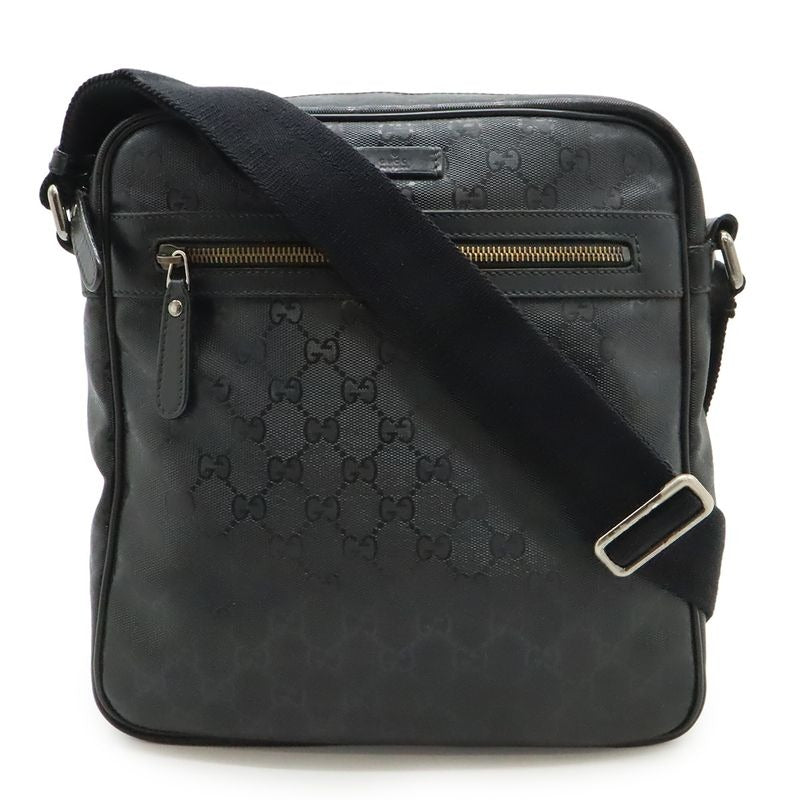 Gucci GG Imprime Shoulder Bag Pochette Crossbody Leather Black