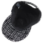 Chanel CC Logo Tweed Baseball Cap Hat Black White Gold — view 5