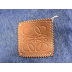 Loewe Anagram Mohair Wool Nylon Fringe Scarf Shawl Gray Blue — view 3