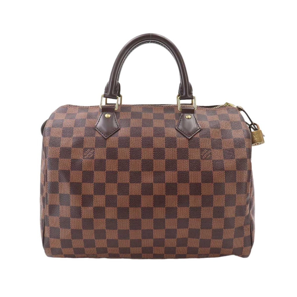 Louis Vuitton Damier Speedy 30 Hand Bag Ebene Brown Gold