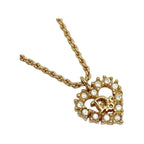 Christian Dior Logo Heart Rhinestone Necklace Gold GP — view 2