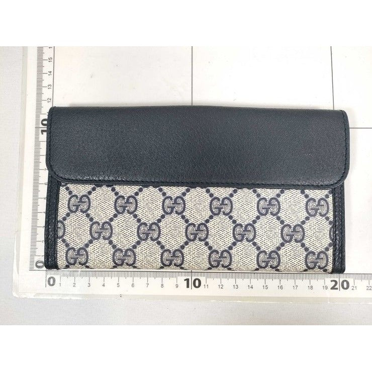 Gucci Wallet GG Supreme Interlocking 035 381 Beige Navy Leather — view 2