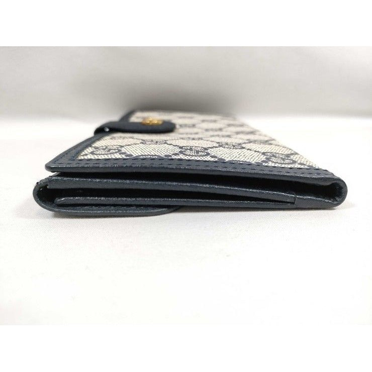 Gucci Wallet GG Supreme Interlocking 035 381 Beige Navy Leather — view 5