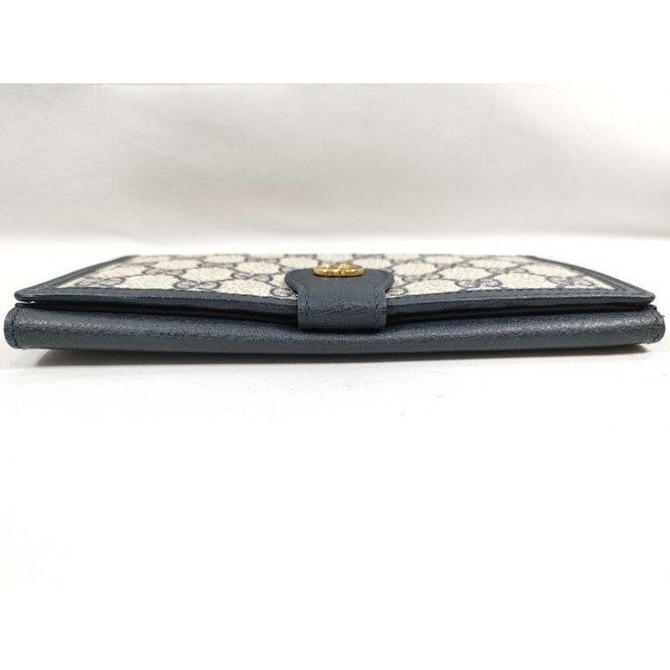 Gucci Wallet GG Supreme Interlocking 035 381 Beige Navy Leather — view 6