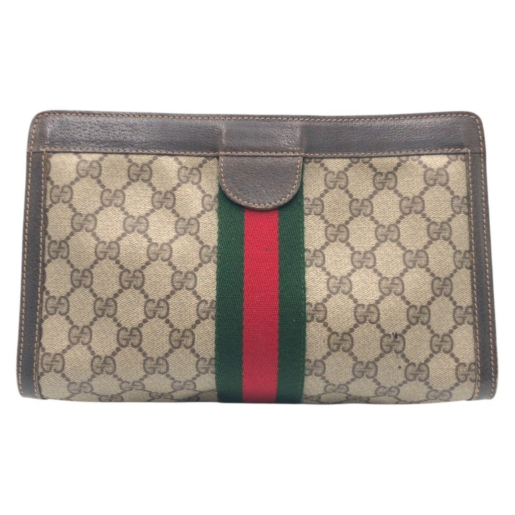 Gucci Vintage Sherry Line Brown Leather 41 014 Clutch